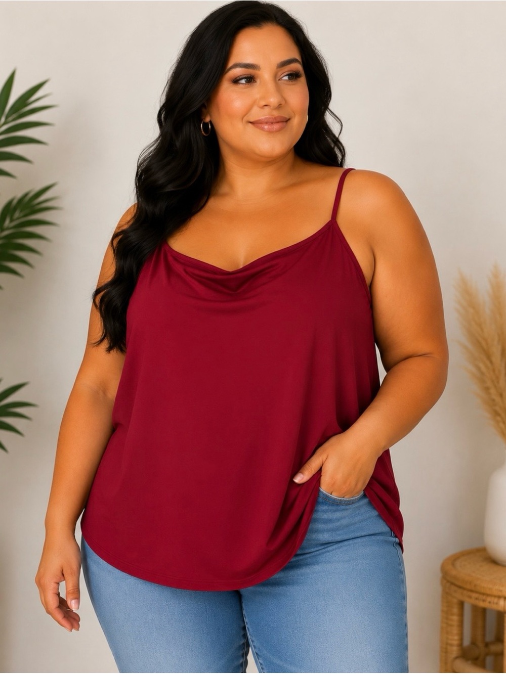 Lane Bryant Rich Berry Red Sleeveless Top